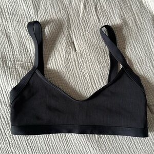 L space black ribbed bikini top M